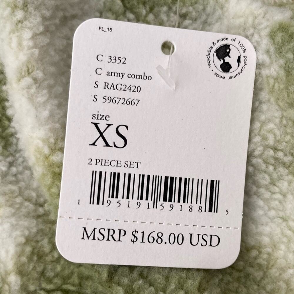 Free People Kelly Washed Tie Dye Set Sweatshirt Shorts Army Green Women's XS NWT - Picture 13 of 14
